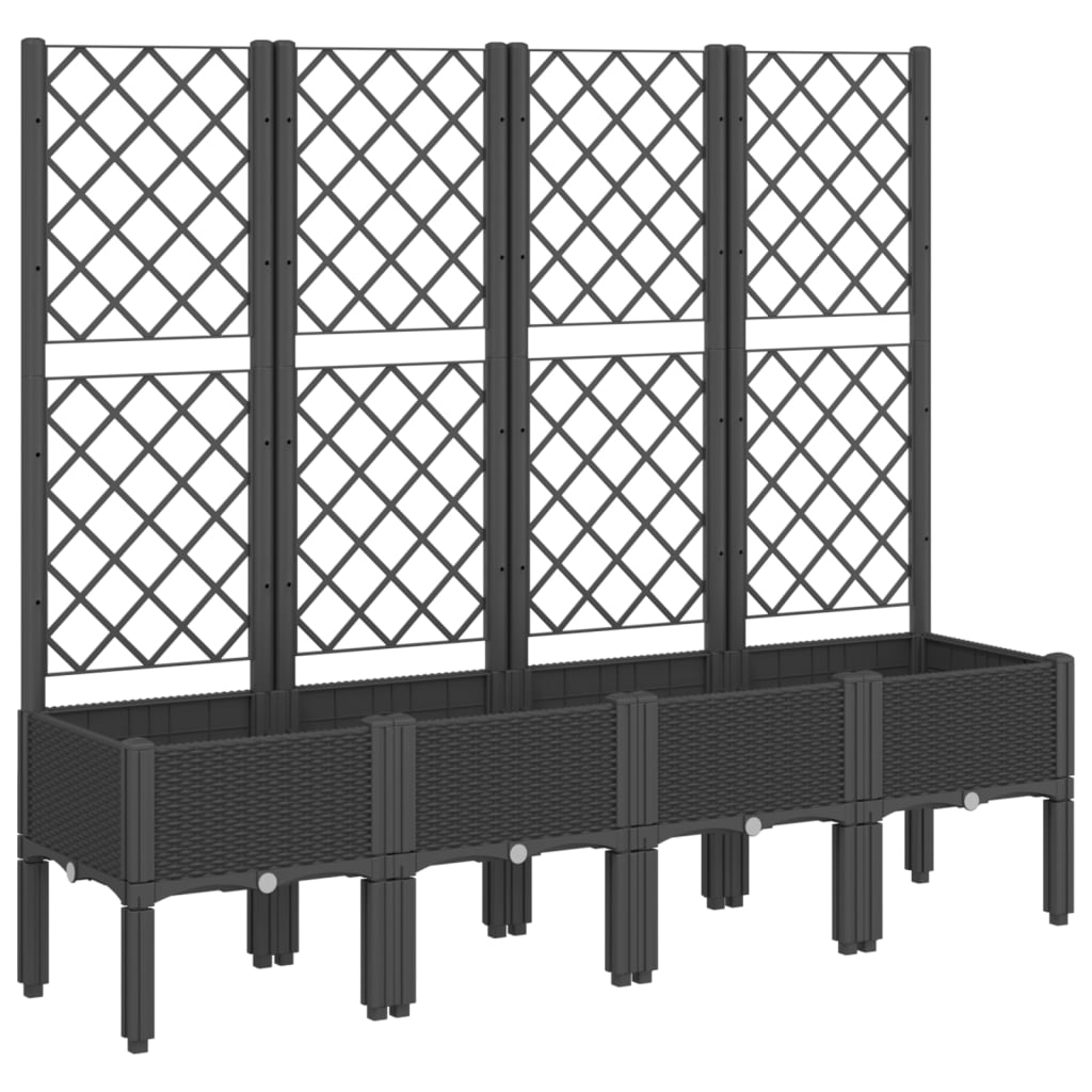 Outdoor flower box with grille black 160x40x142 cm PP