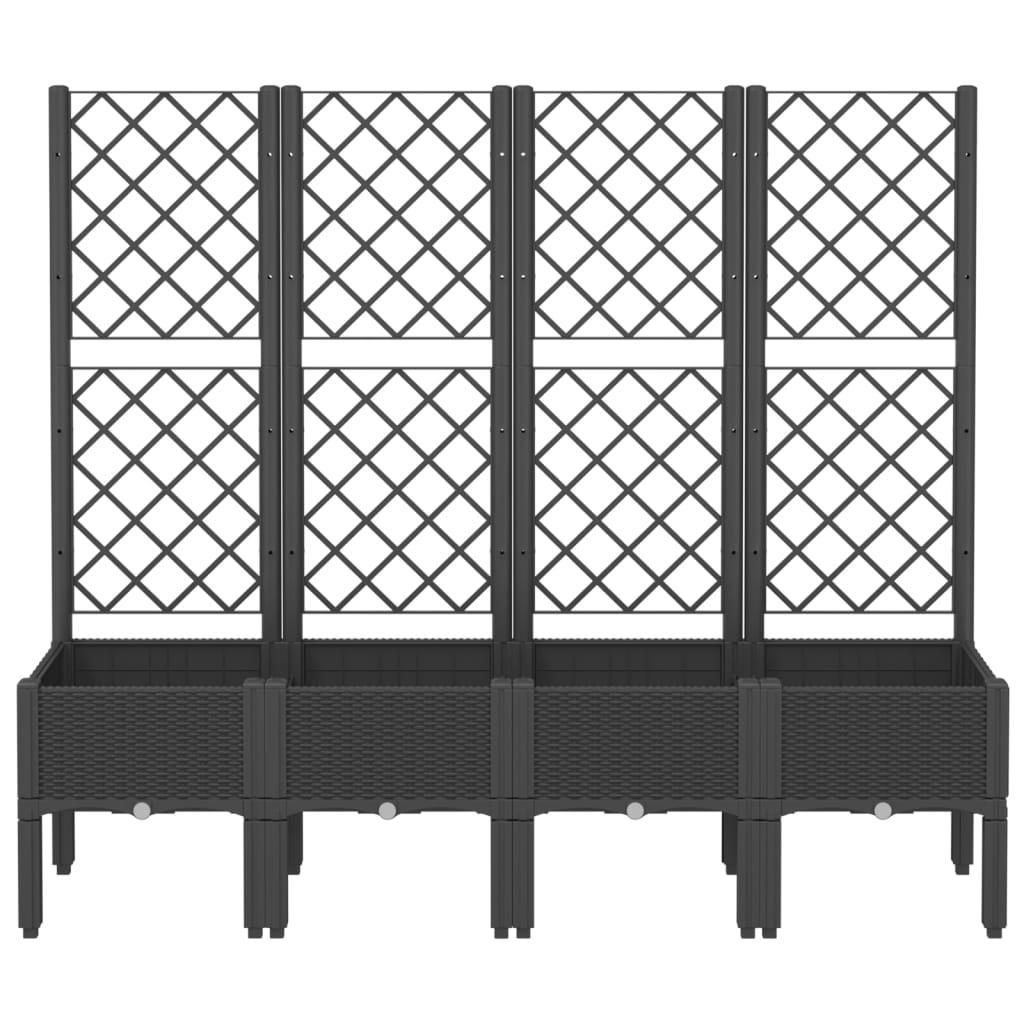 Outdoor flower box with grille black 160x40x142 cm PP