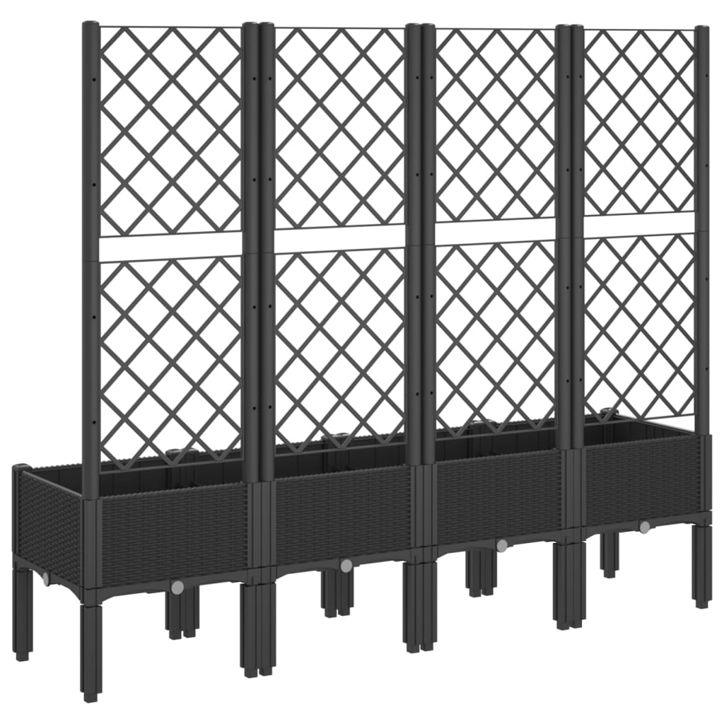 Outdoor flower box with grille black 160x40x142 cm PP