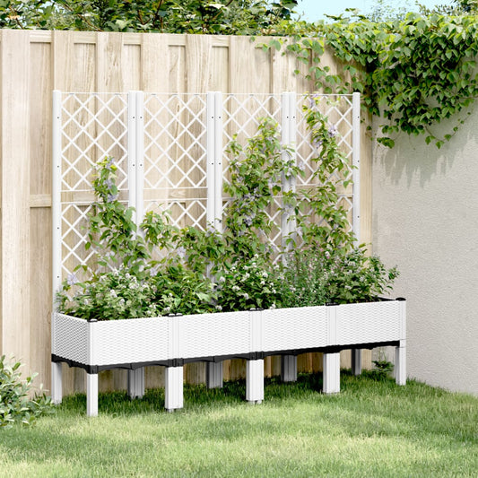 Outdoor flower box with grille white 160x40x142 cm PP