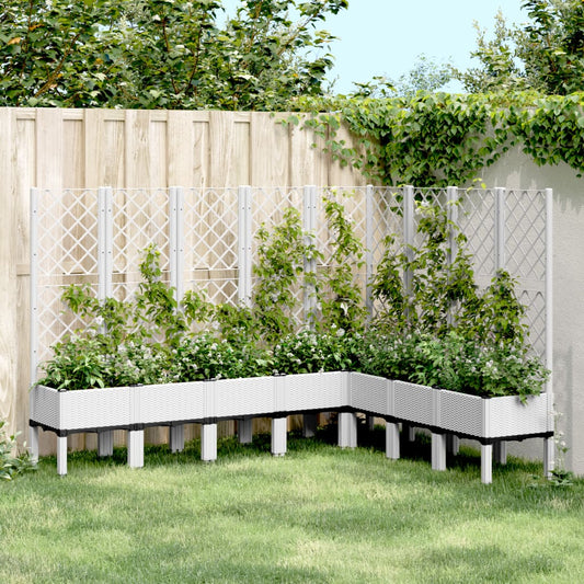 Outdoor flower box with grille white 200x160x142 cm PP