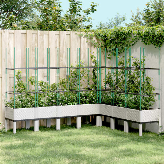 Outdoor flower box with grille white 200x160x142.5 cm PP