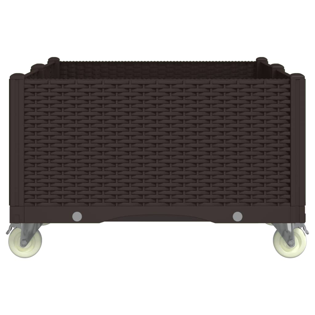 Outdoor flower box on wheels brown 100x80x54 cm PP