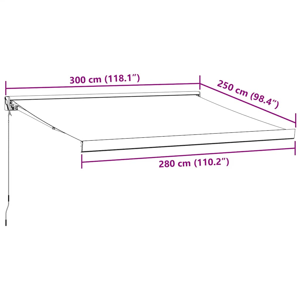 Käsin kelattava markiisi viininpunainen 300x250 cm