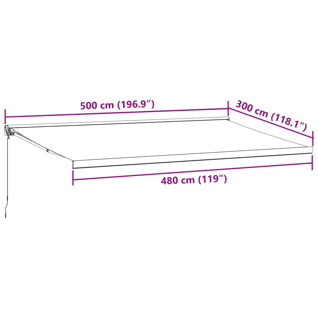 Käsin kelattava markiisi viininpunainen 500x300 cm