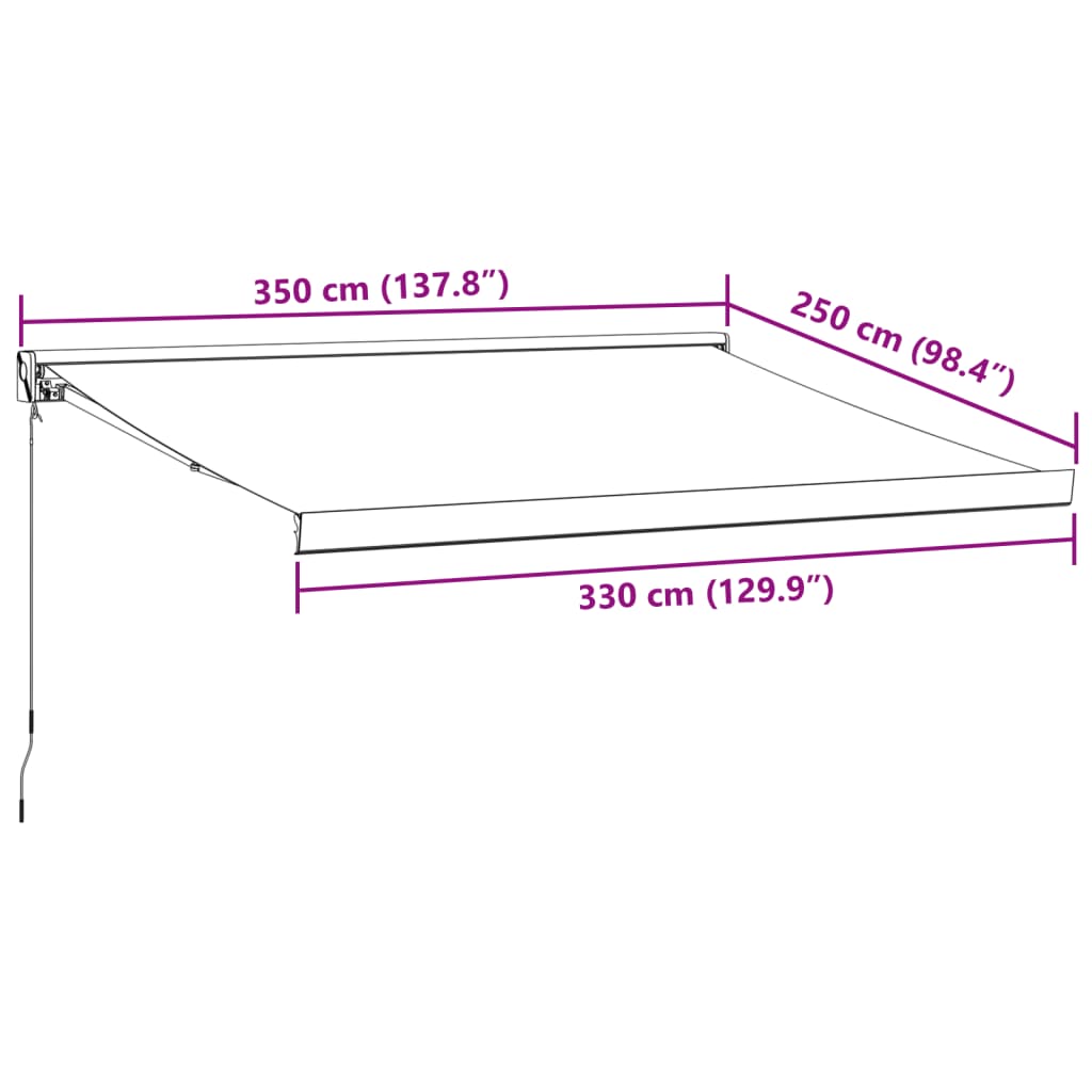 Käsin kelattava markiisi viininpunainen 350x250 cm