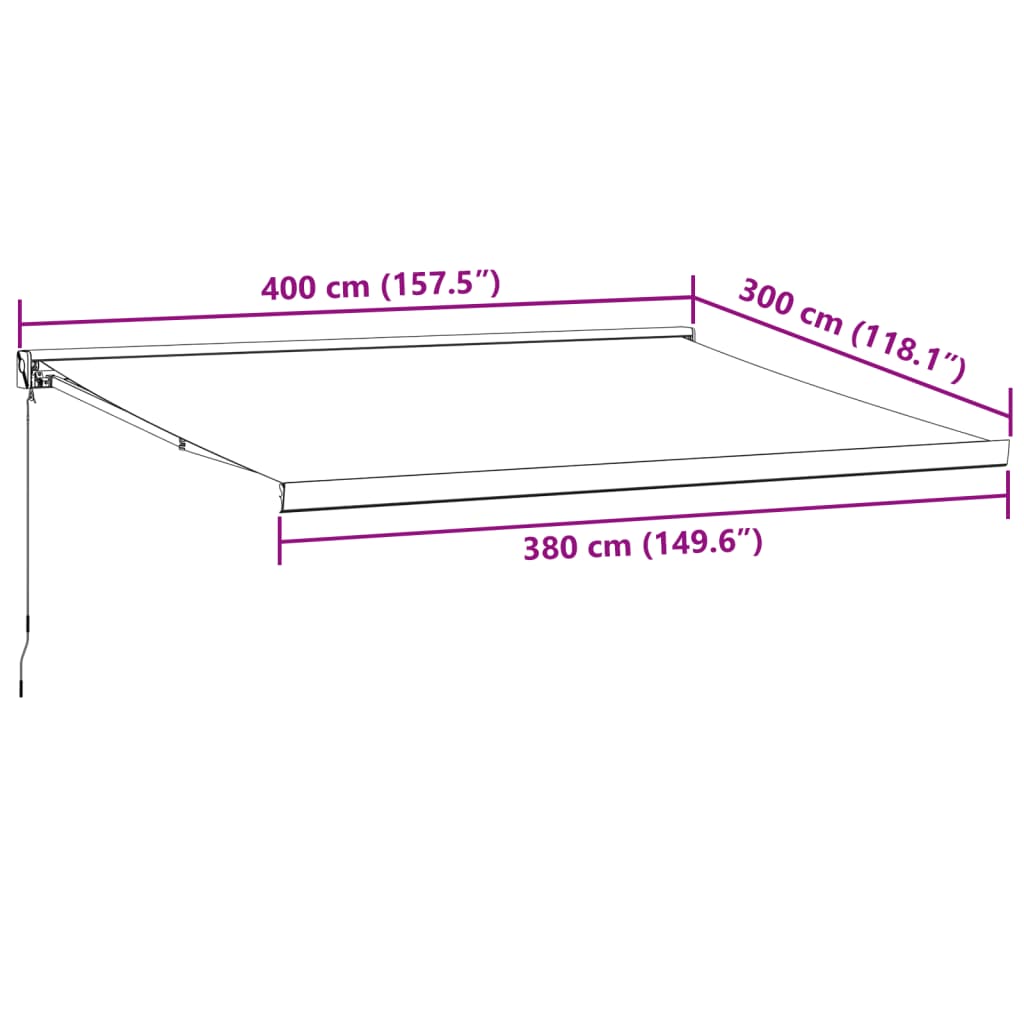 Käsin kelattava markiisi viininpunainen 400x300 cm