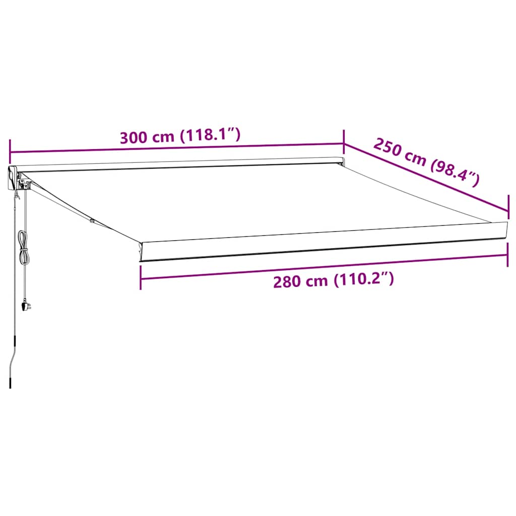 Automaattimarkiisi viininpunainen 300x250 cm