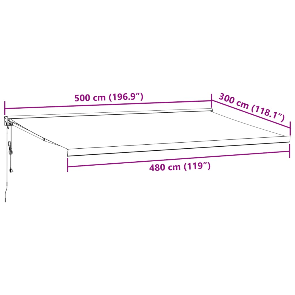 Automaattimarkiisi viininpunainen 500x300 cm