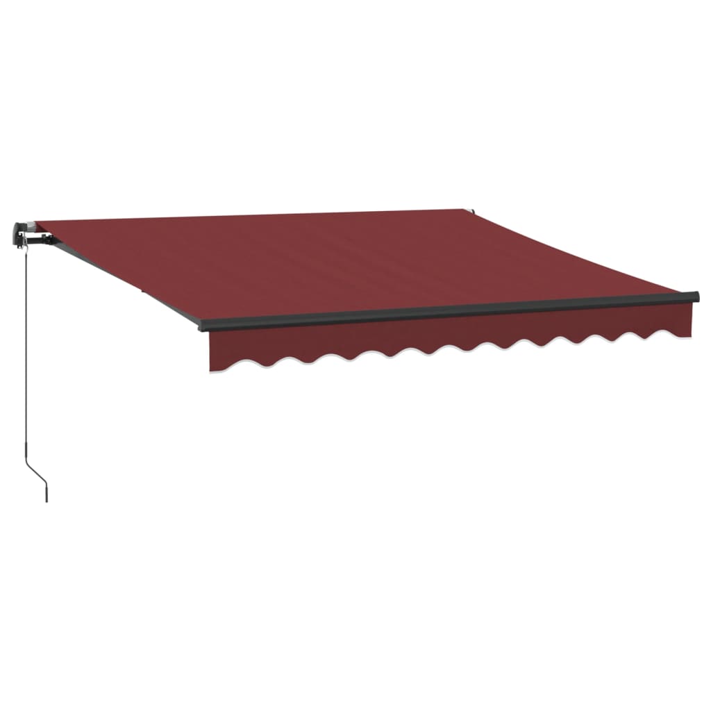 Manually retractable awning with LEDs, burgundy 300x250 cm