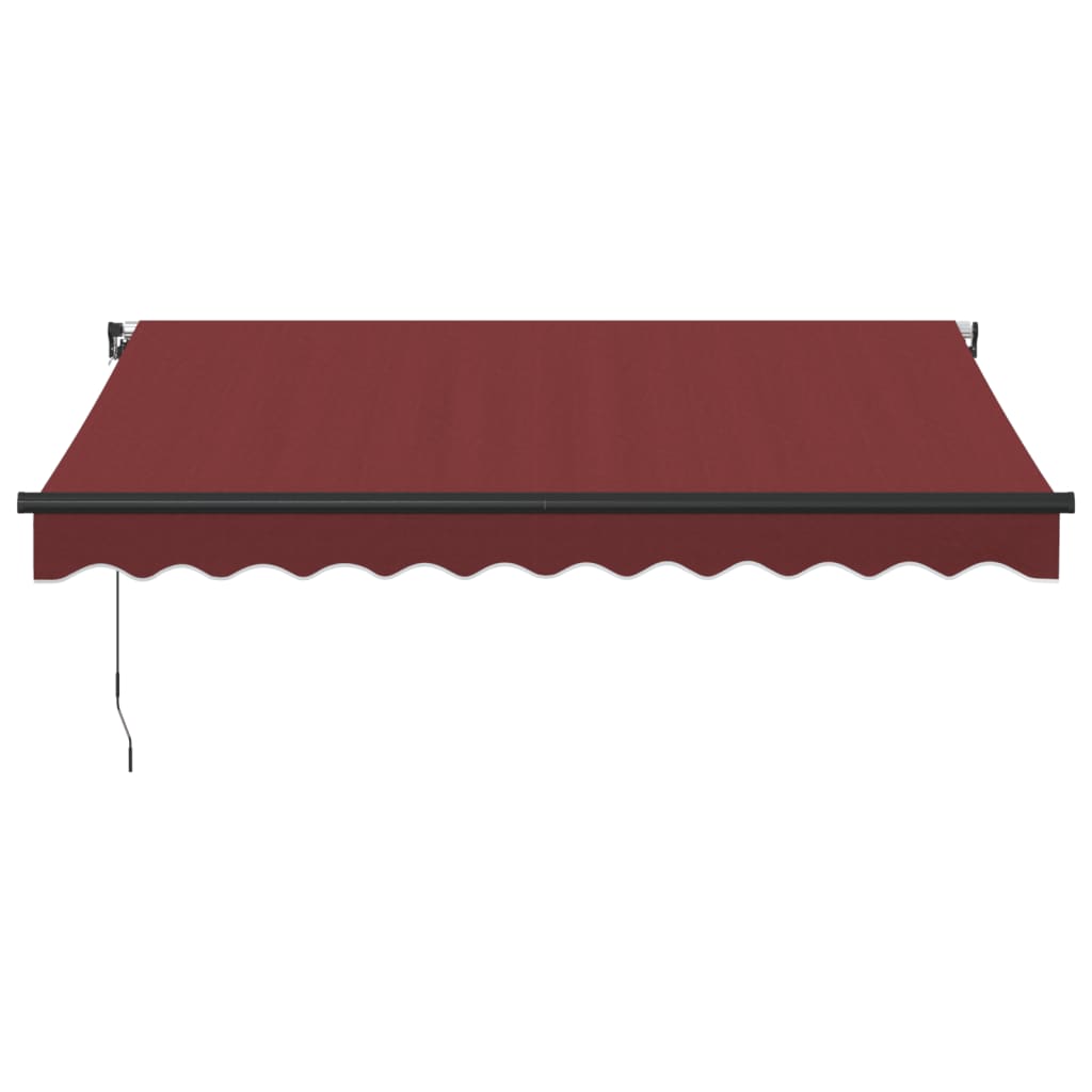 Manually retractable awning with LEDs, burgundy 300x250 cm