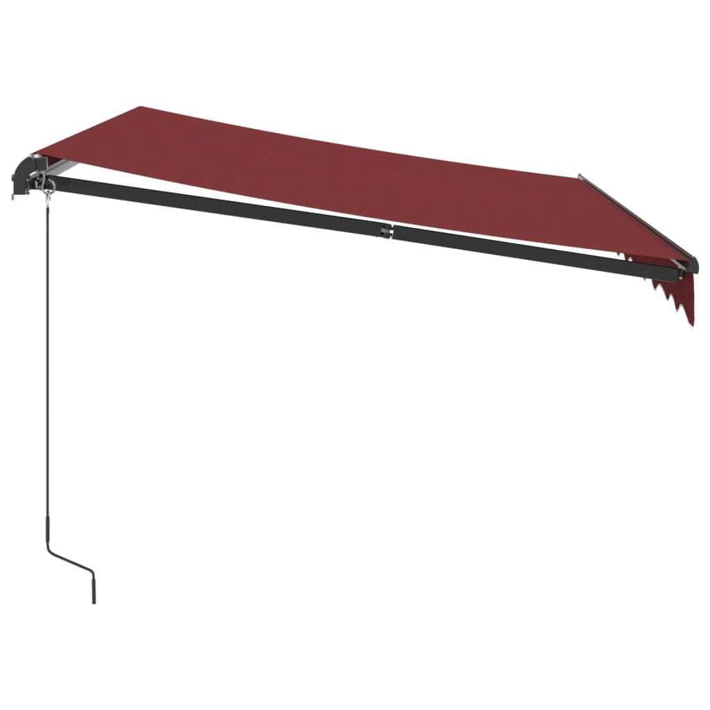 Manually retractable awning with LEDs, burgundy 300x250 cm