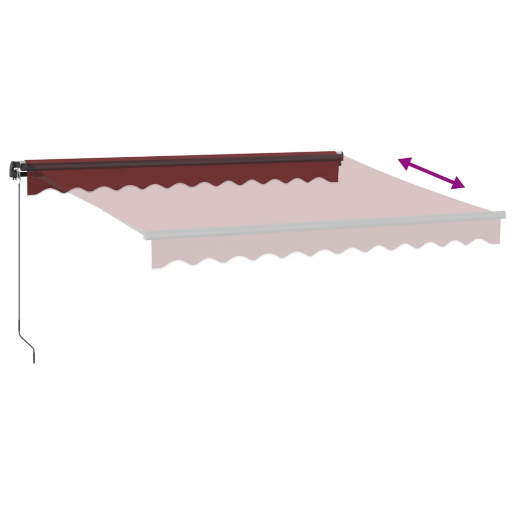 Manually retractable awning with LEDs, burgundy 300x250 cm