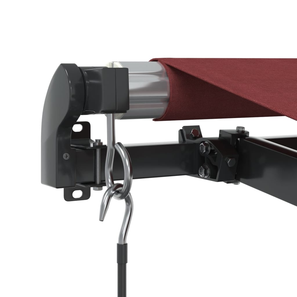 Manually retractable awning with LEDs, burgundy 300x250 cm