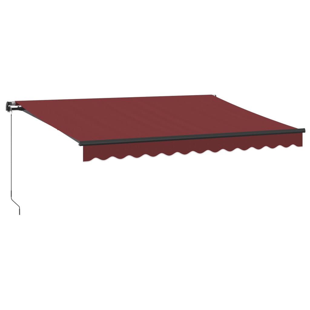 Manually retractable awning with LEDs, burgundy 350x250 cm