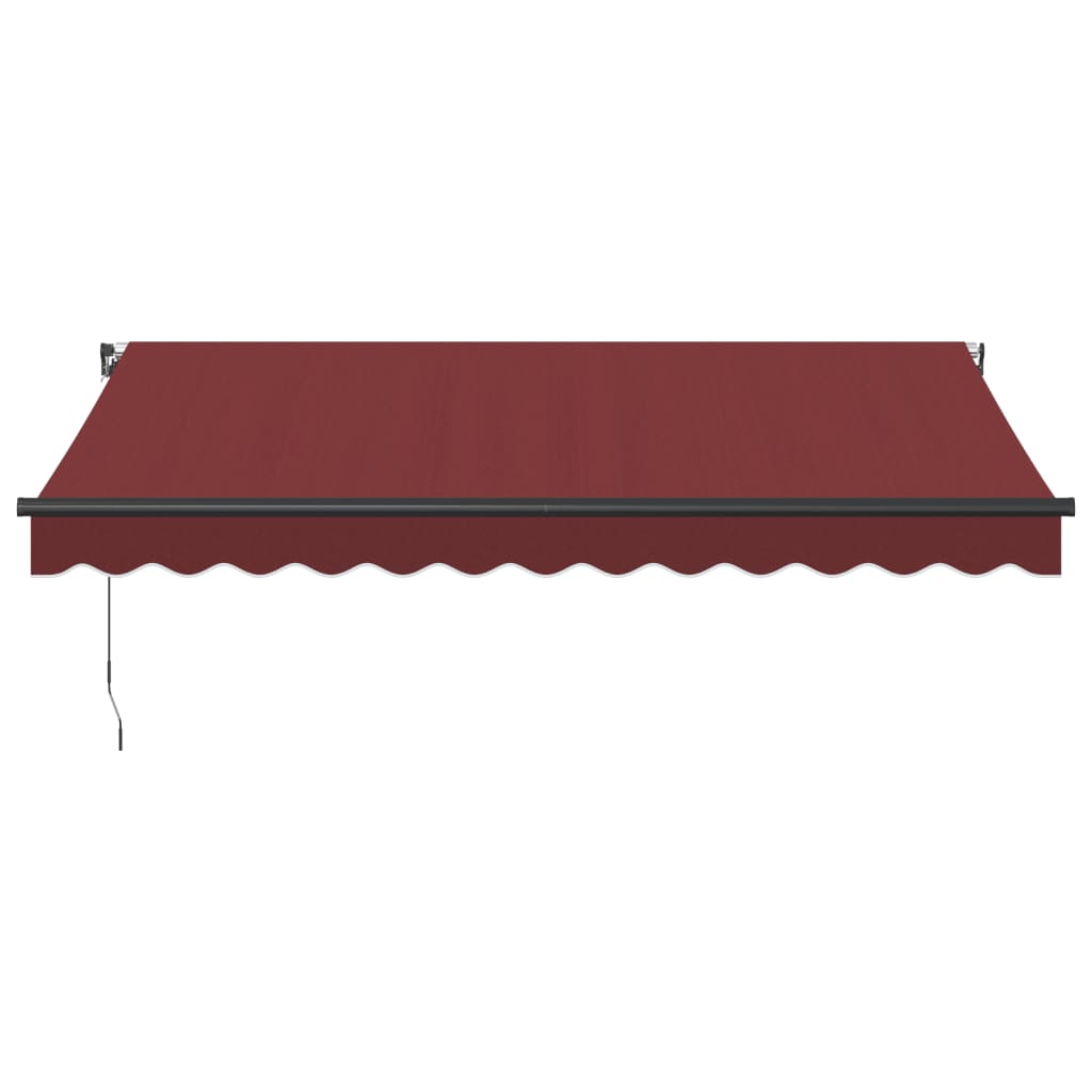 Manually retractable awning with LEDs, burgundy 350x250 cm