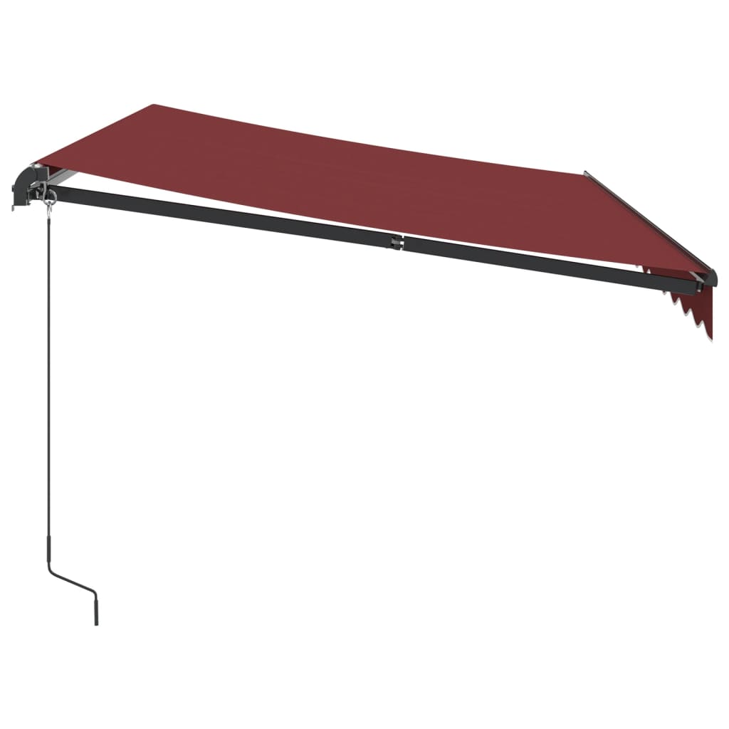 Manually retractable awning with LEDs, burgundy 350x250 cm