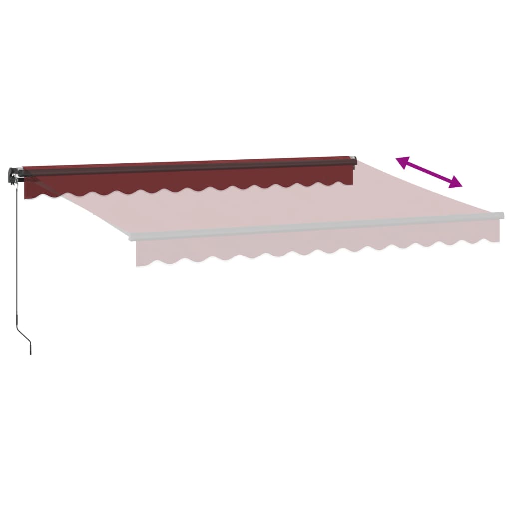 Manually retractable awning with LEDs, burgundy 350x250 cm