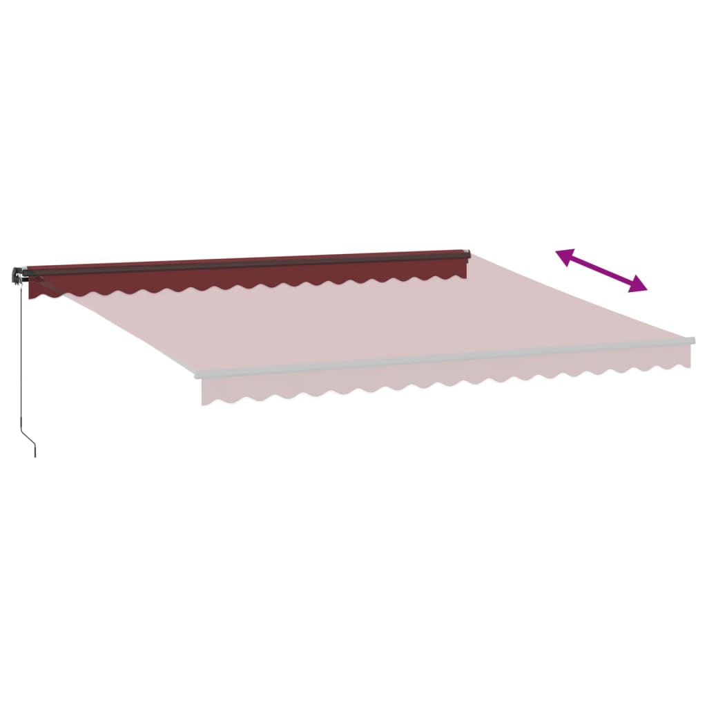 Käsin kelattava markiisi LEDit viininpunainen 450x300 cm