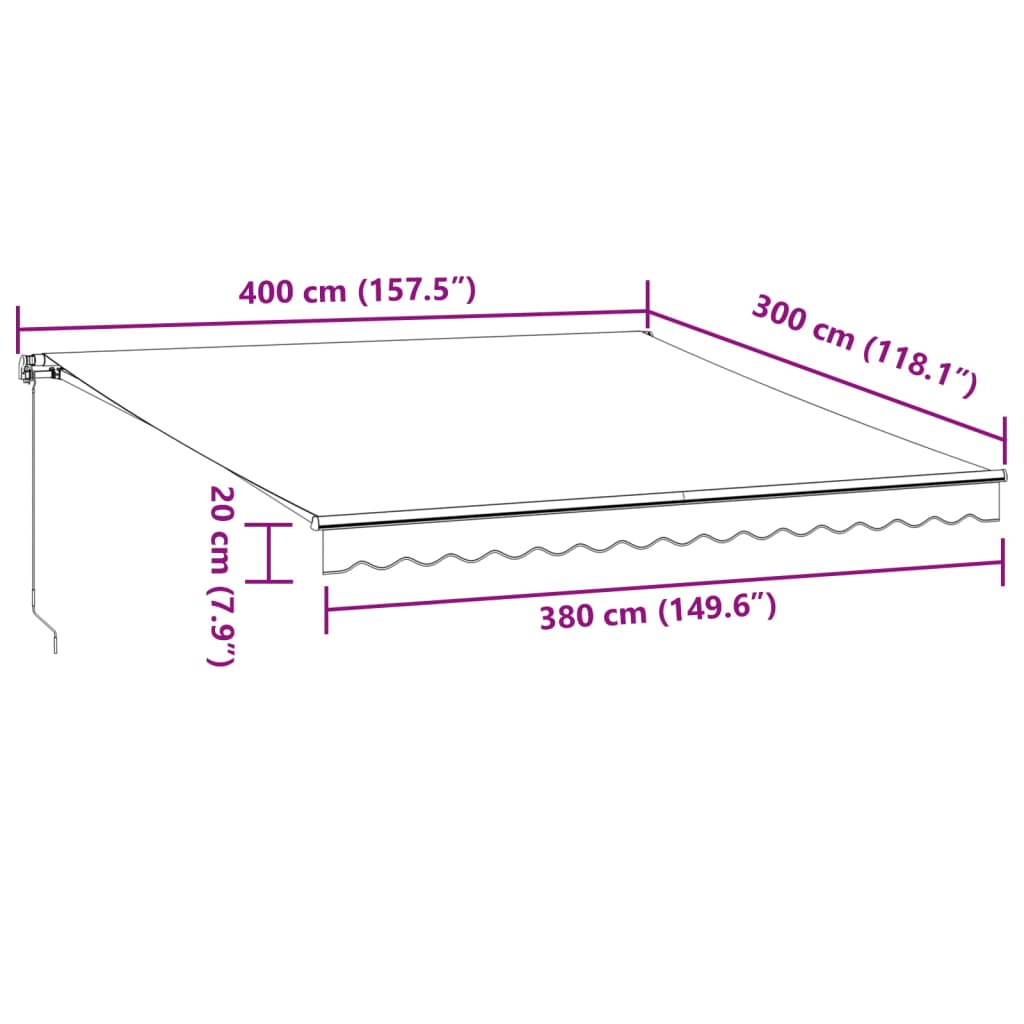 Käsin kelattava markiisi LED ruskea 400x300 cm