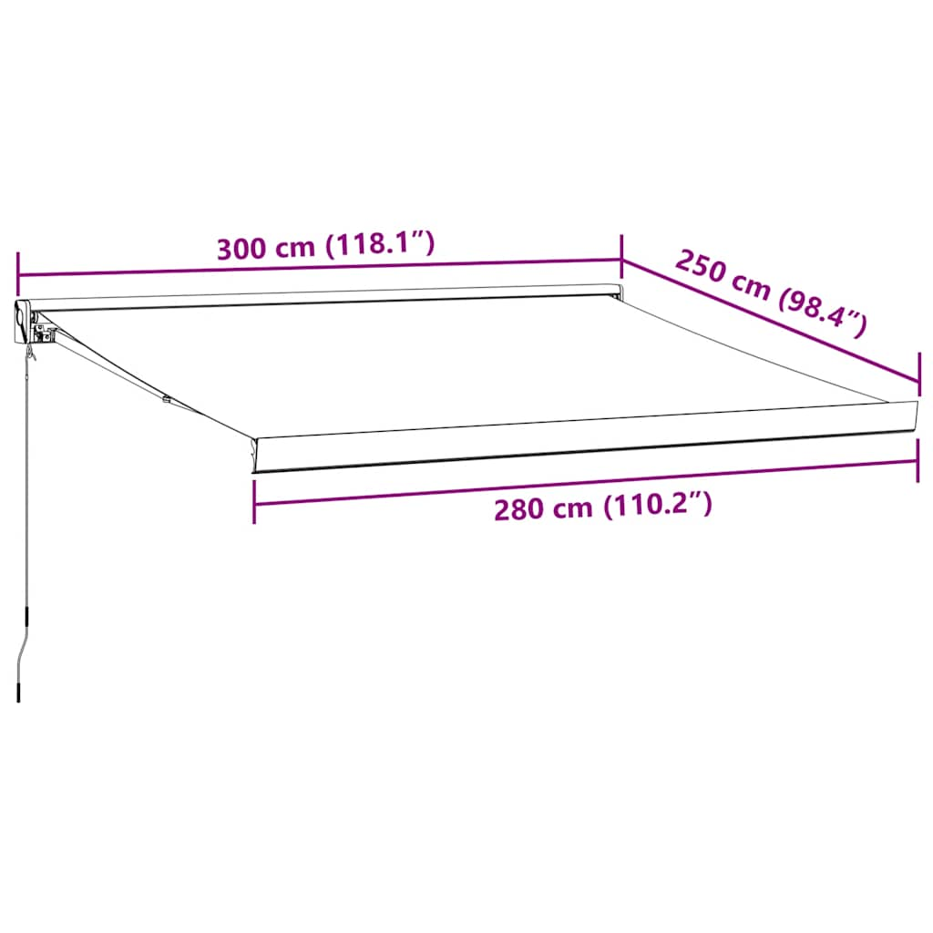 Käsin kelattava markiisi ruskea 300x250 cm