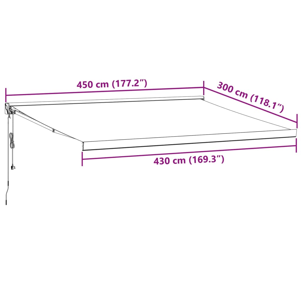 Automaattimarkiisi ruskea 450x300 cm