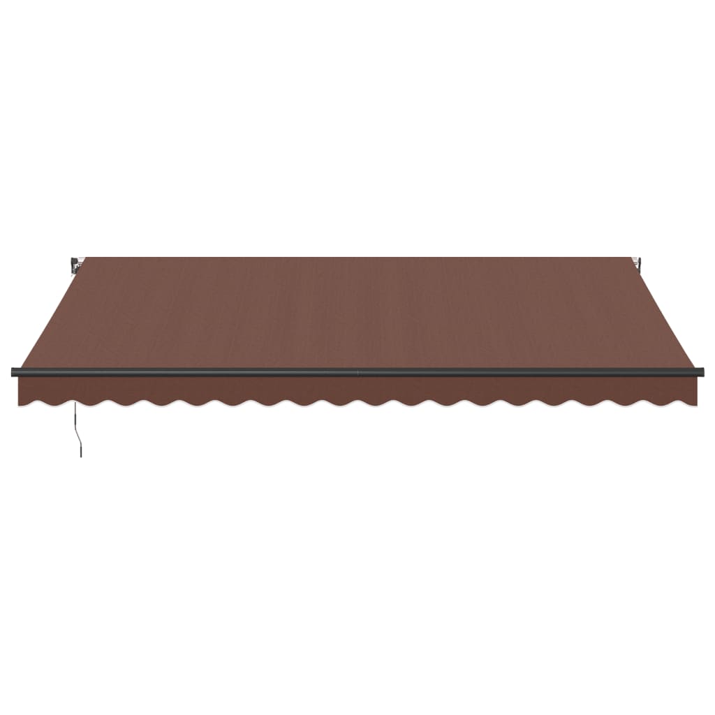 Manually retractable awning with LEDs, brown, 450x300 cm