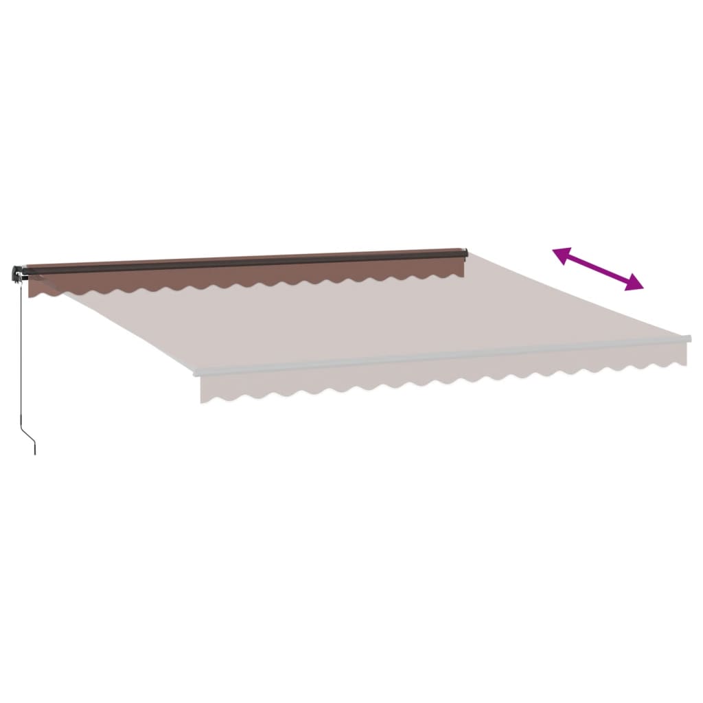 Manually retractable awning with LEDs, brown, 450x300 cm