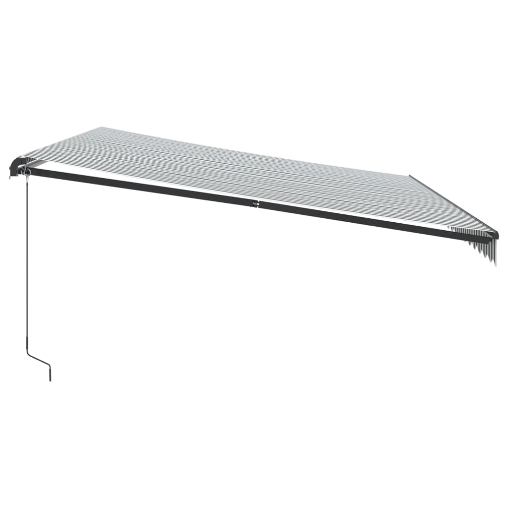 Manually retractable awning with LED anthracite/white 500x350 cm