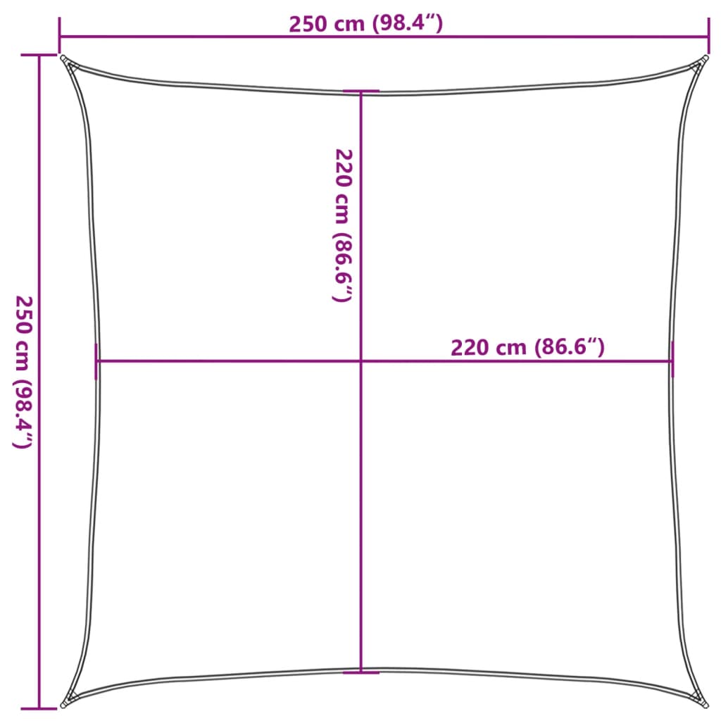 Aurinkopurje vaaleanharmaa 2,5x2,5 m 100% Oxford polyesteri