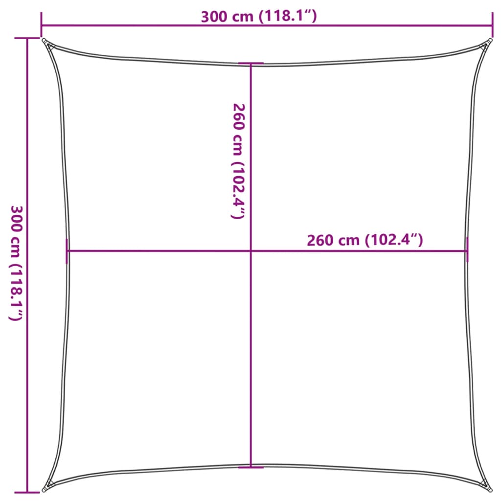 Aurinkopurje vaaleanharmaa 3x3 m 100% Oxford polyesteri