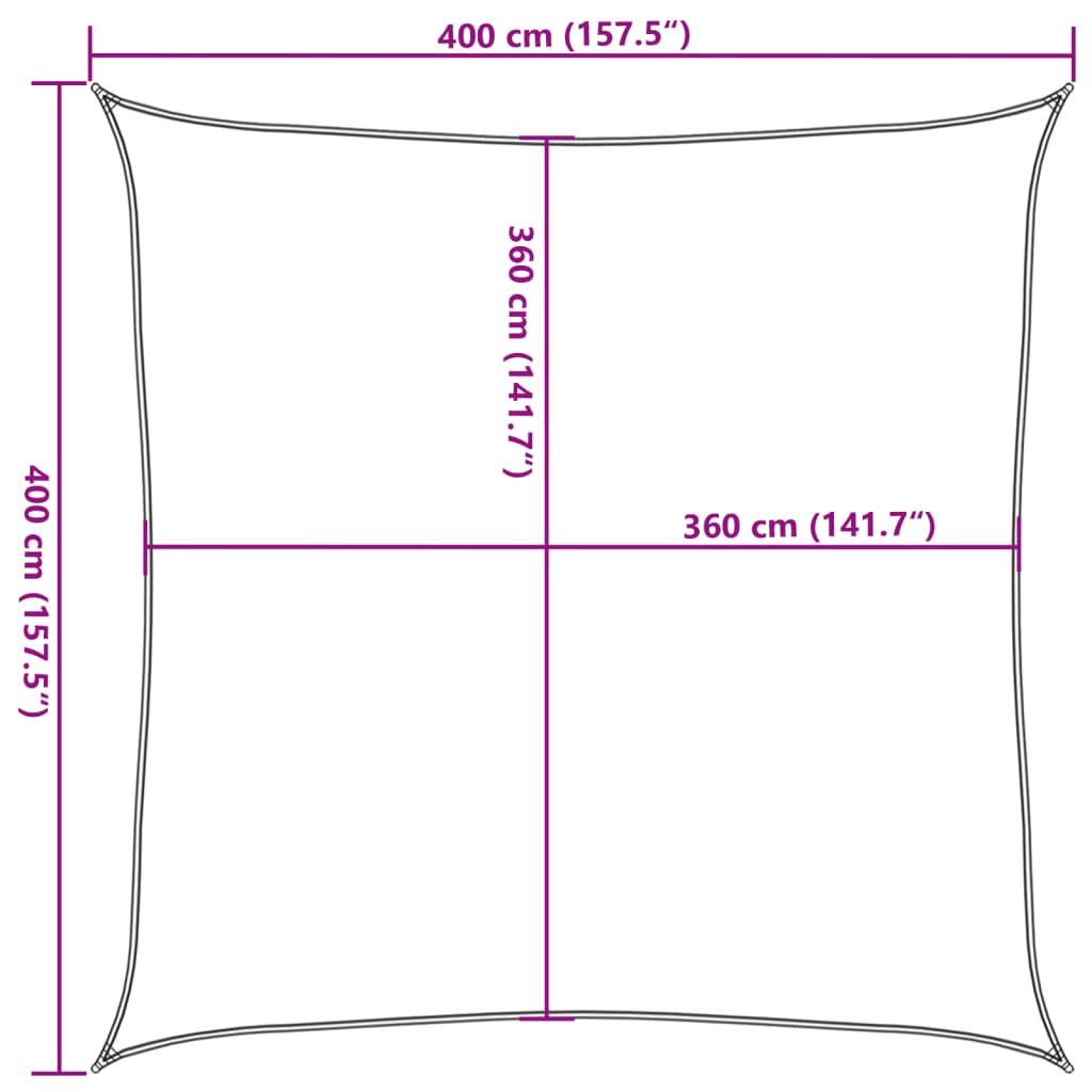 Aurinkopurje vaaleanharmaa 4x4 m 100% Oxford polyesteri