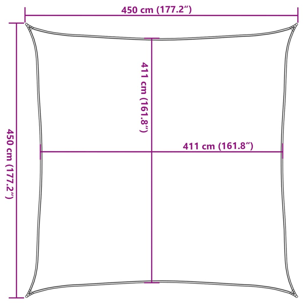 Aurinkopurje vaaleanharmaa 4,5x4,5 m 100% Oxford polyesteri