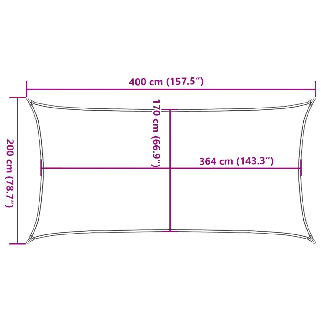 Aurinkopurje vaaleanharmaa 4x2 m 100% Oxford polyesteri