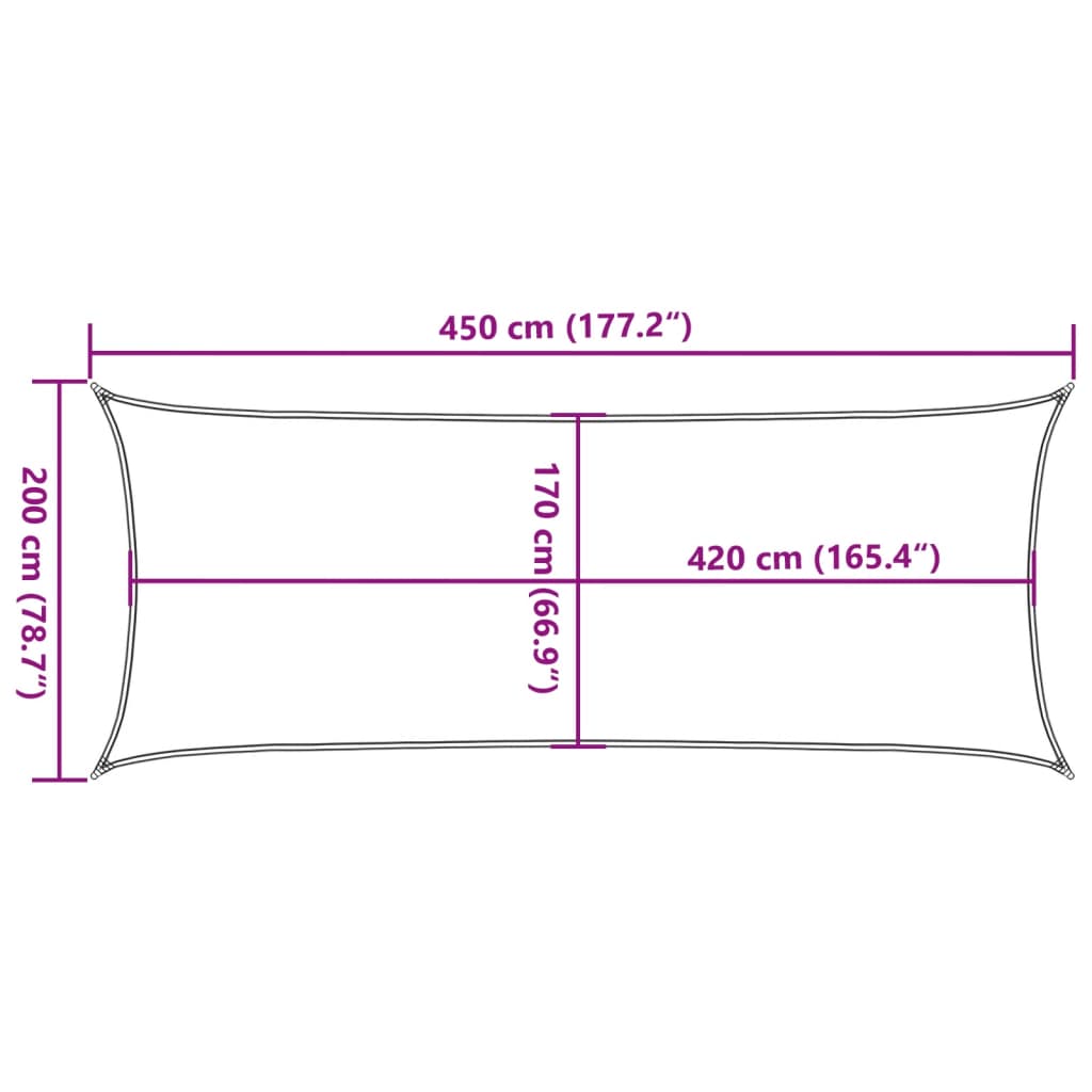 Aurinkopurje vaaleanharmaa 4,5x2 m 100% Oxford polyesteri