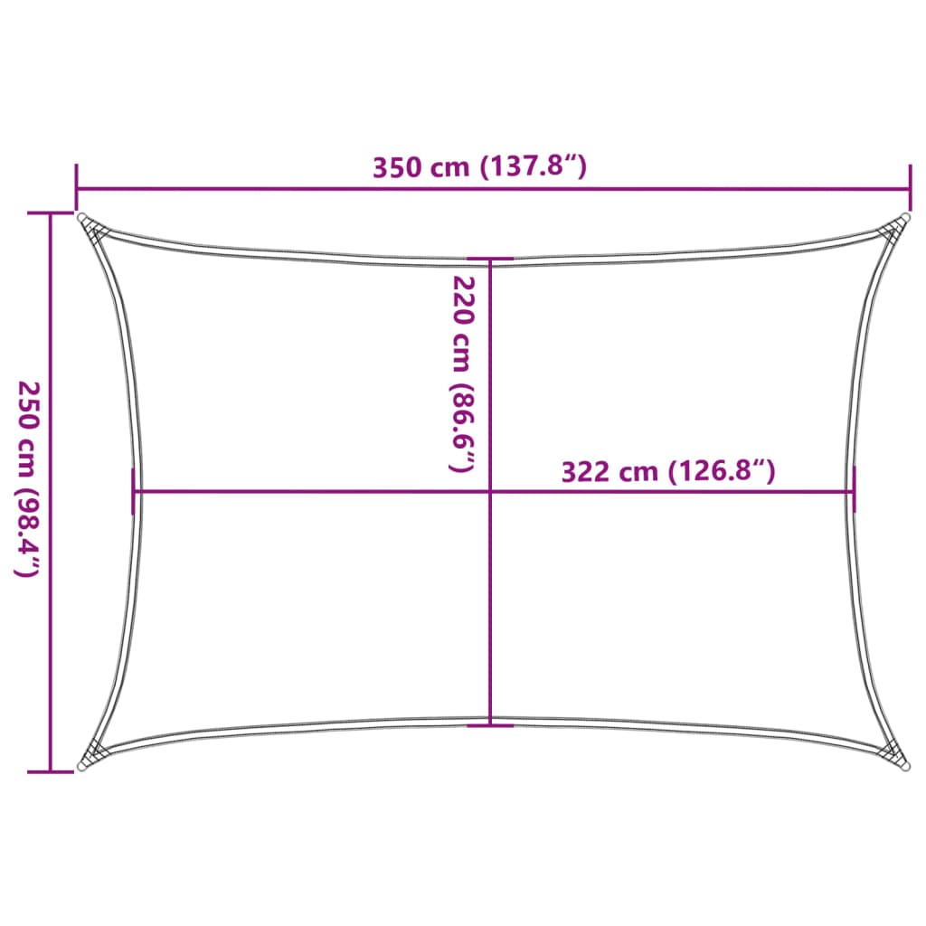 Aurinkopurje vaaleanharmaa 3,5x2,5 m 100% Oxford polyesteri