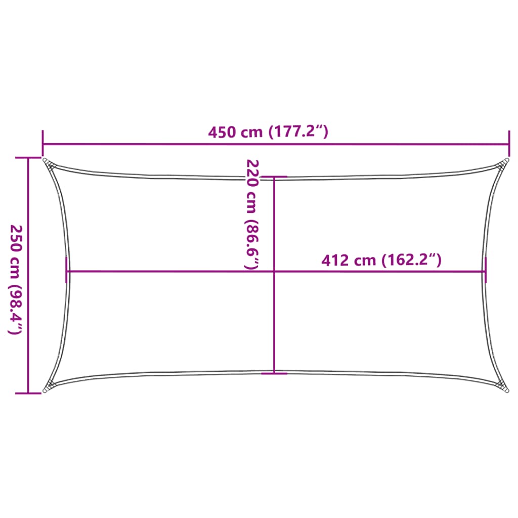 Aurinkopurje vaaleanharmaa 4,5x2,5 m 100% Oxford polyesteri