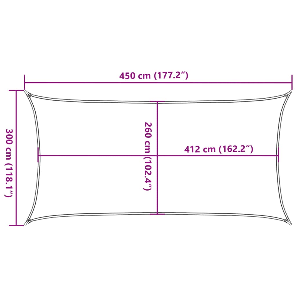 Aurinkopurje vaaleanharmaa 4,5x3 m 100% Oxford polyesteri