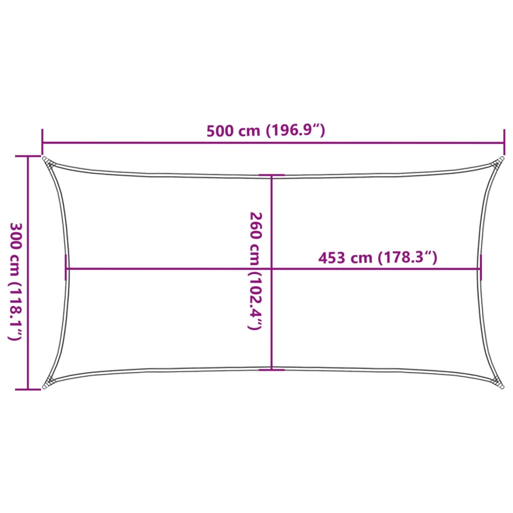 Aurinkopurje vaaleanharmaa 5x3 m 100% Oxford polyesteri