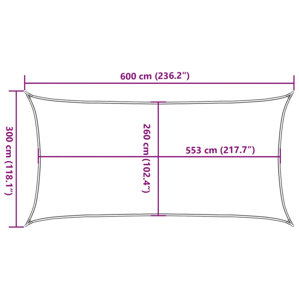 Aurinkopurje vaaleanharmaa 6x3 m 100% Oxford polyesteri