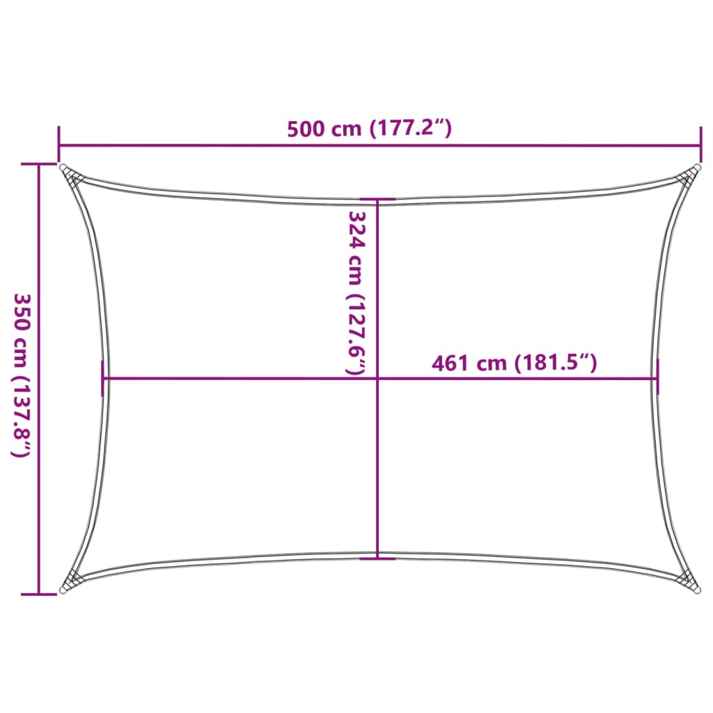 Aurinkopurje vaaleanharmaa 5x3,5 m 100% Oxford polyesteri