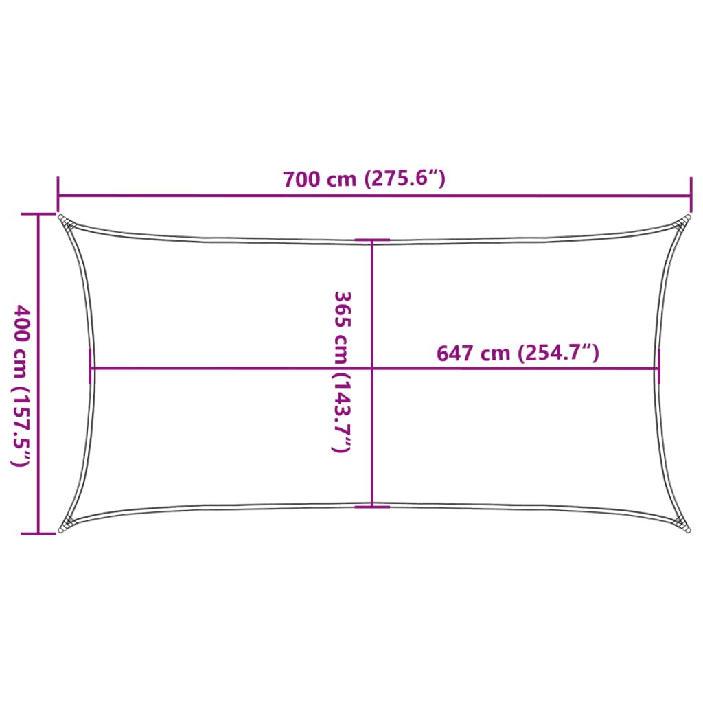 Aurinkopurje vaaleanharmaa 7x4 m 100% Oxford polyesteri