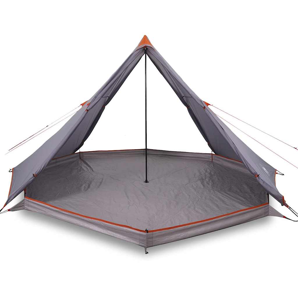 Family tent teepee for 8 people grey and orange waterproof