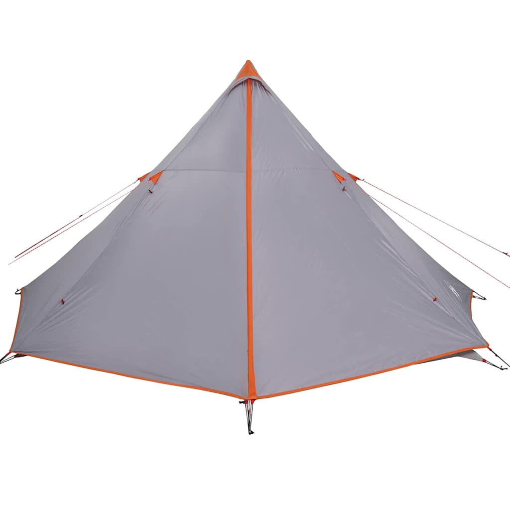 Family tent teepee for 8 people grey and orange waterproof