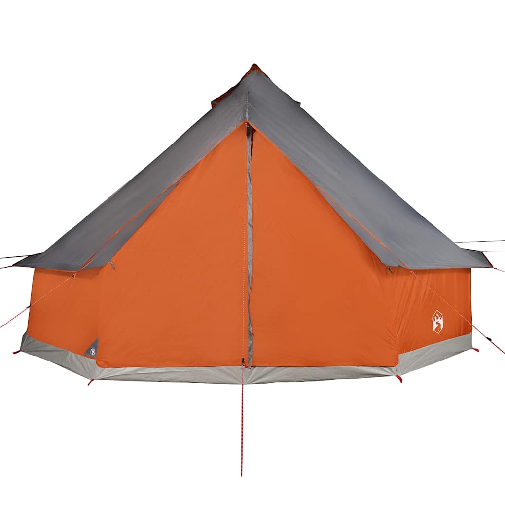 Family tent teepee for 8 people grey and orange waterproof