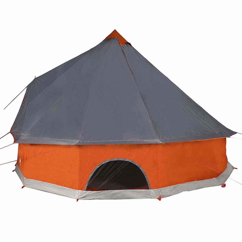 Family tent teepee for 8 people grey and orange waterproof