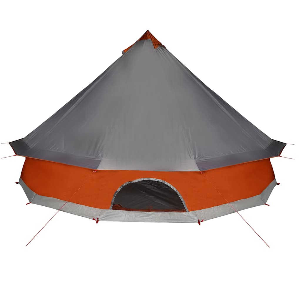 Family tent teepee for 8 people grey and orange waterproof