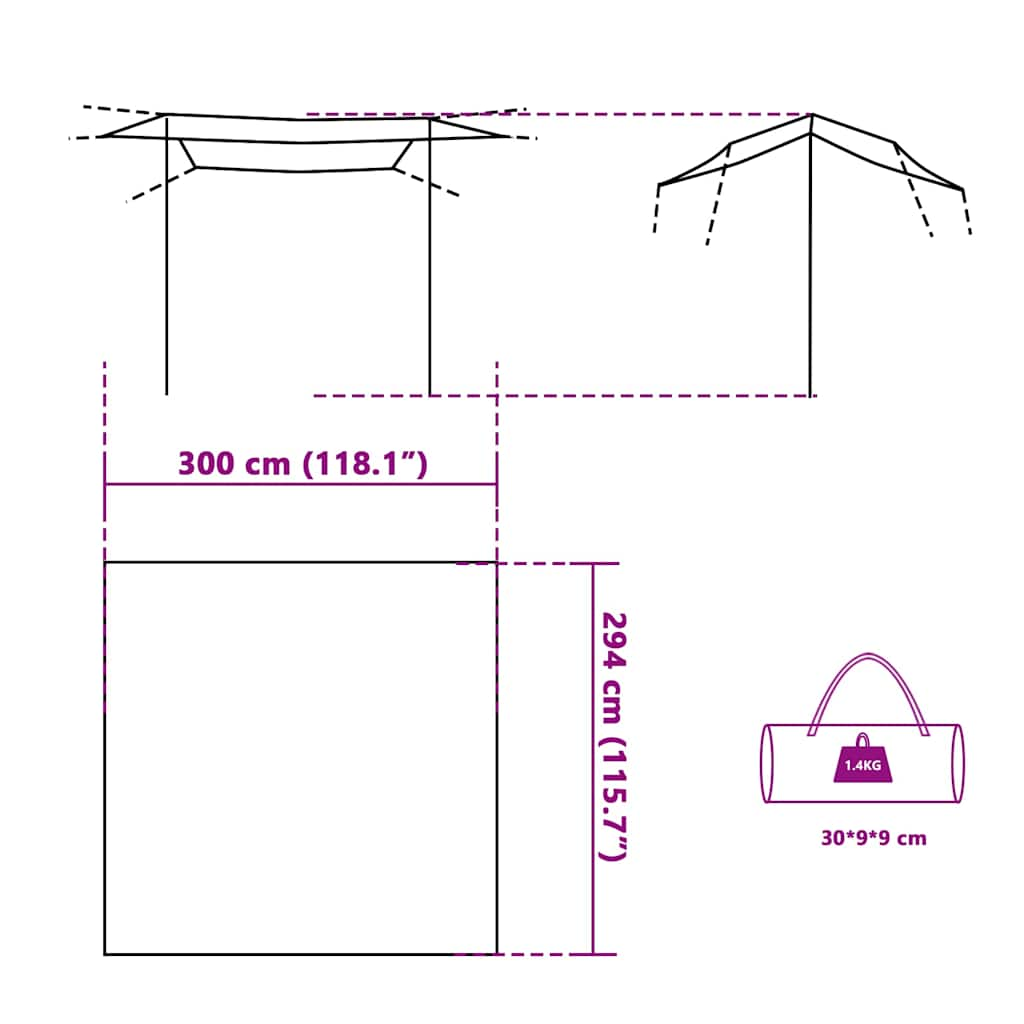 Retkipressu vihreä 300x294 cm vedenpitävä