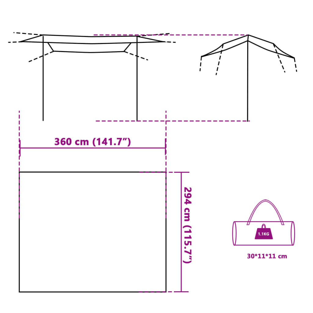 Retkipressu vihreä 360x294 cm vedenpitävä