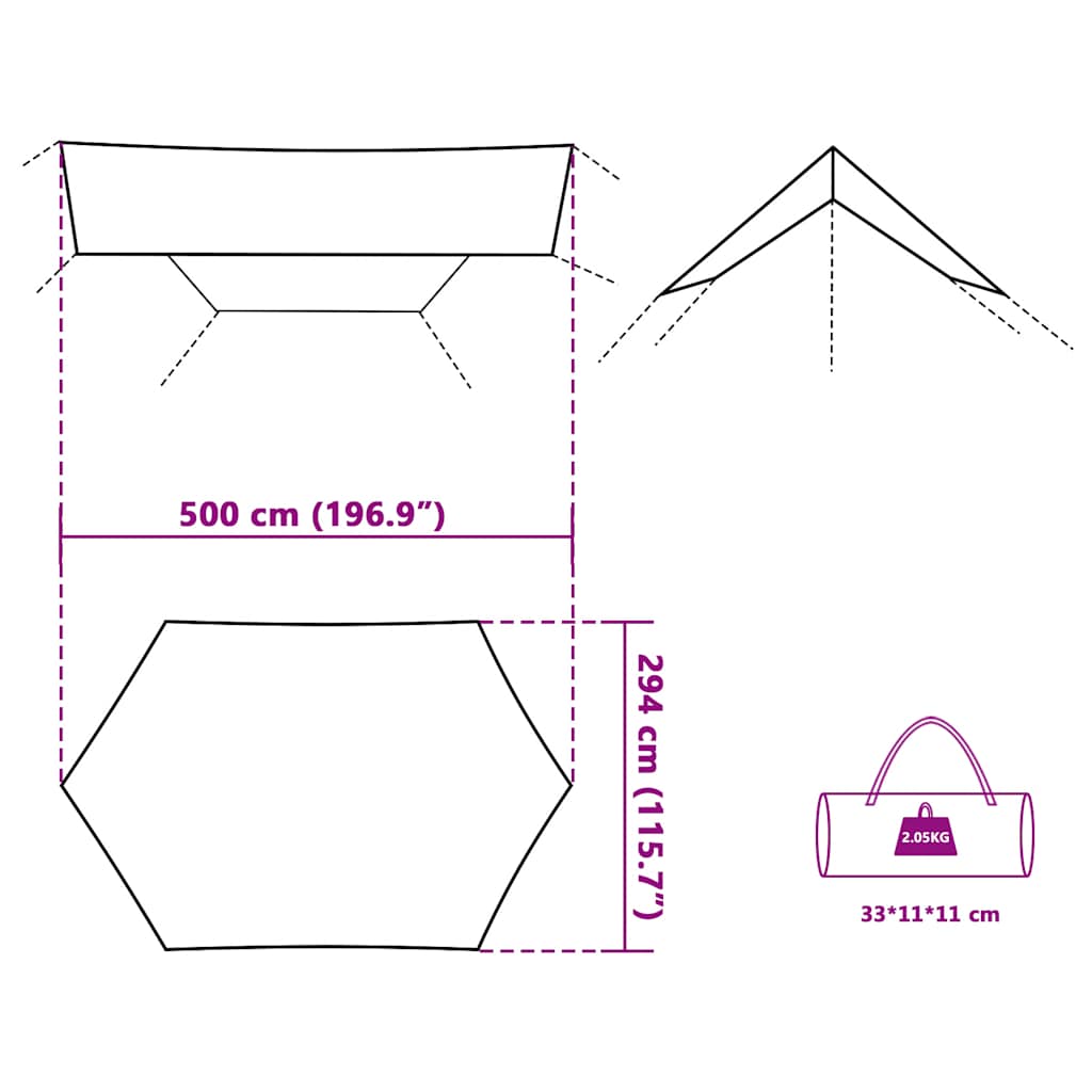 Retkipressu sininen 500x294 cm vedenpitävä